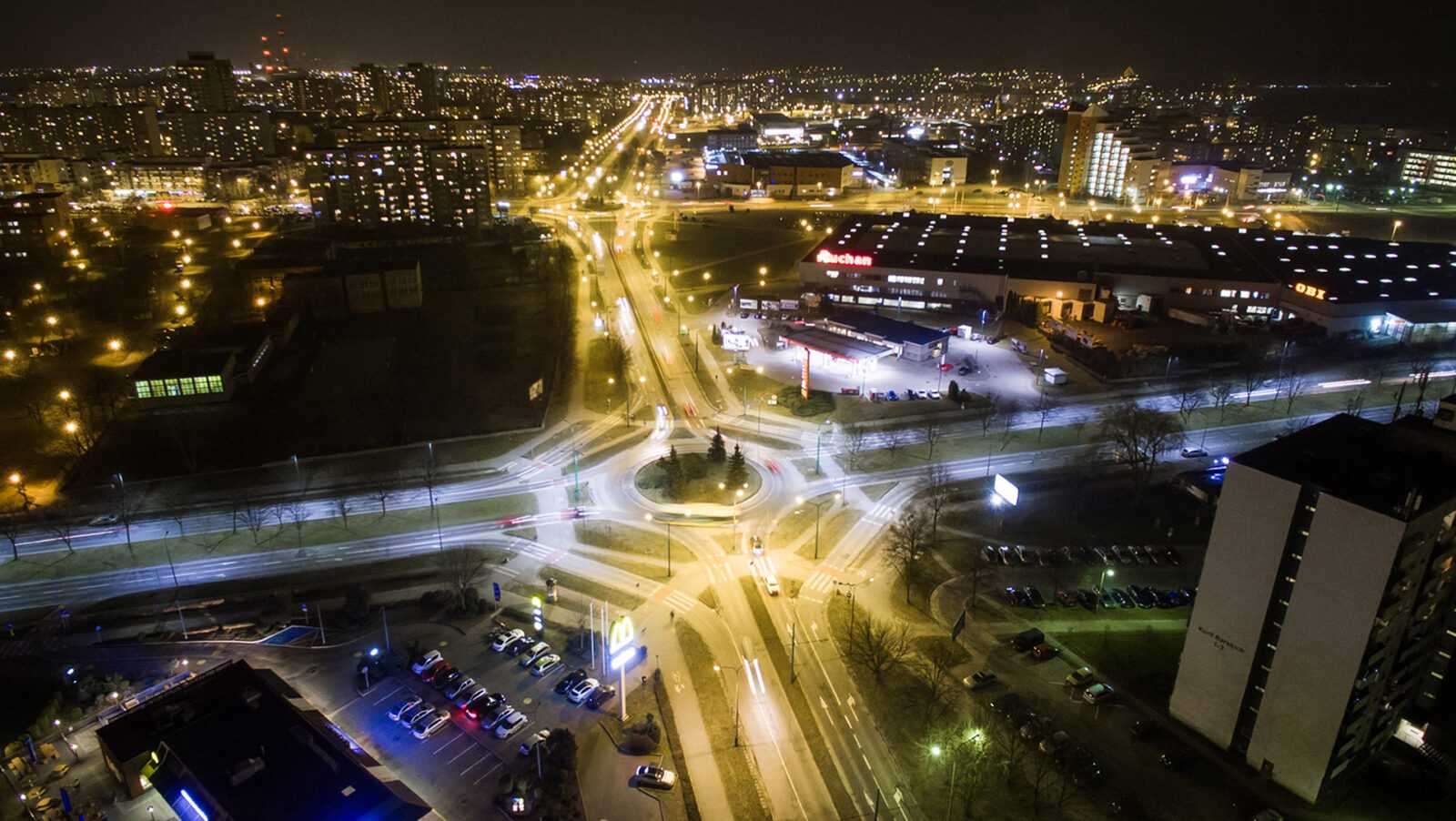 Tychy nocą - drone timelapse