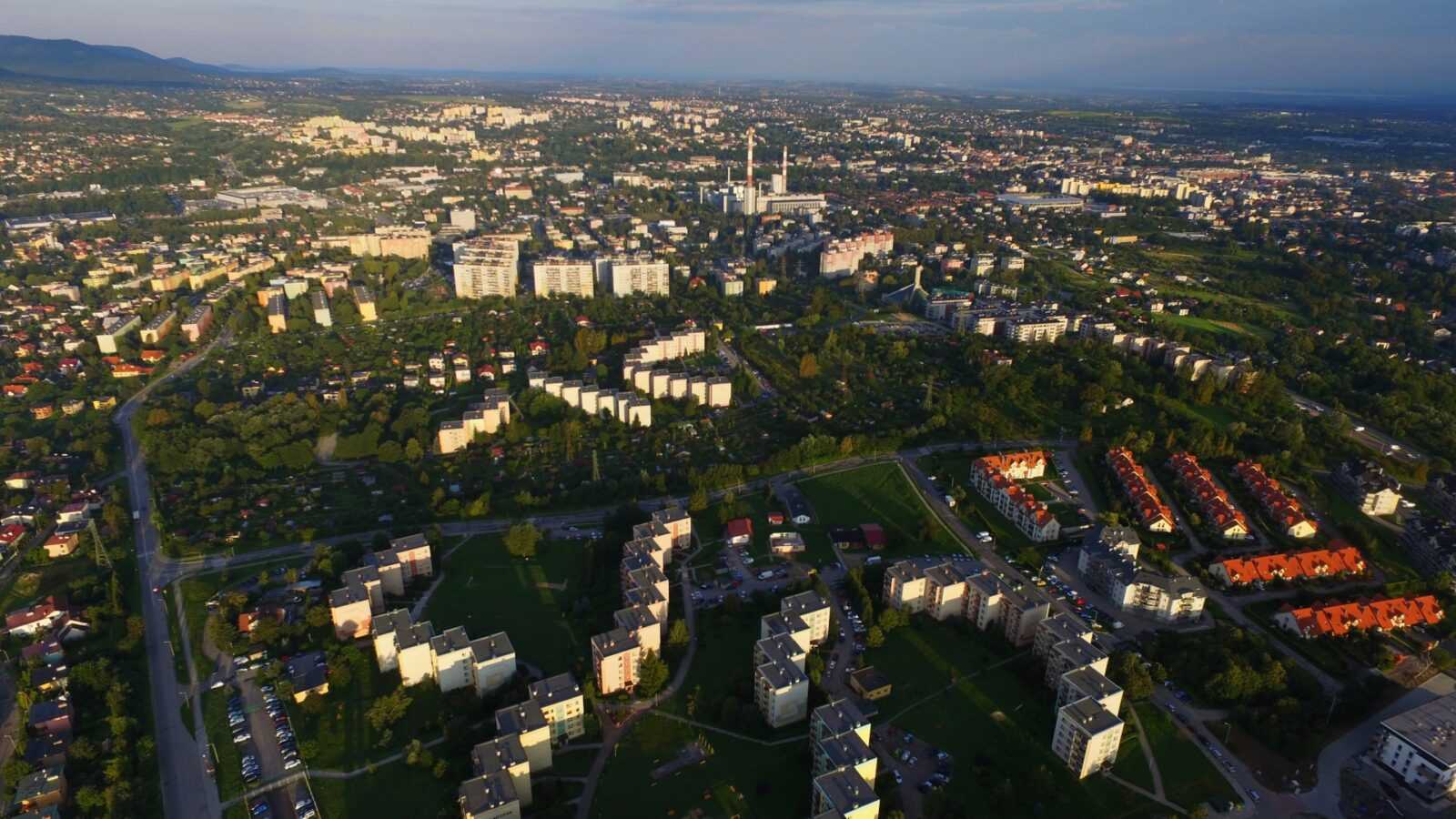 Bielsko-Biała z lotu ptaka (drona)